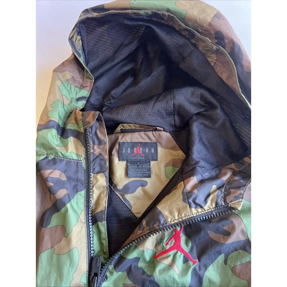 Air Jordan Jumpman Camo Full Zip Windbreaker Jacket Youth L (12-13) Hooded Retro